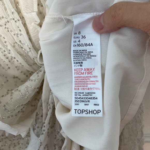 TOPSHOP PREMIUM WHITE CHIFFON EMBELLISHED SHIRT DRESS - Picture 6 of 13